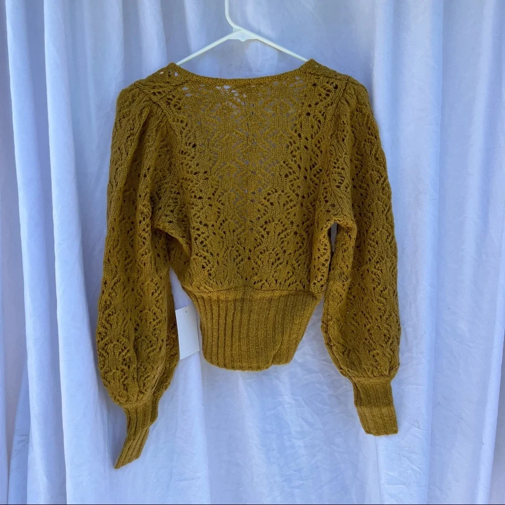 NWT For Love & Lemons Francois V Neck Pointelle XS - Picture 3 of 7